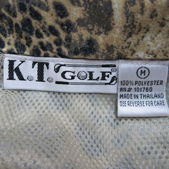 K.T. Golf Windbreaker Jacket Full Zip Front Animal Print Motif Sz Medium Pockets - Picture 4 of 11
